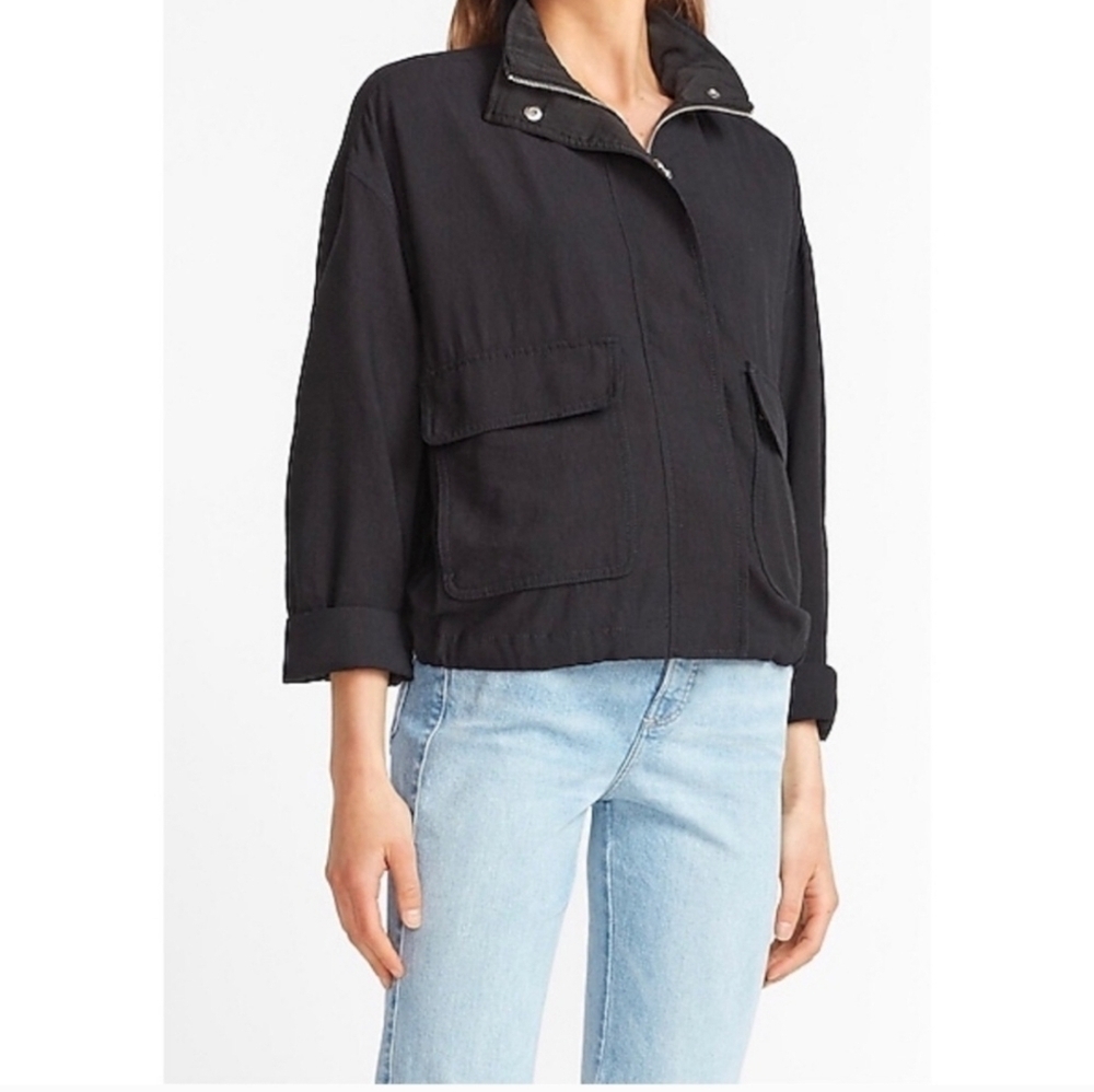 Express Black Relaxed Zip Front Jacket size XL
